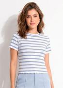 Blusa Listrada em Malha Canelada