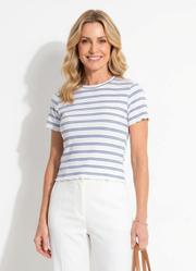 Blusa Listrada em Malha Canelada