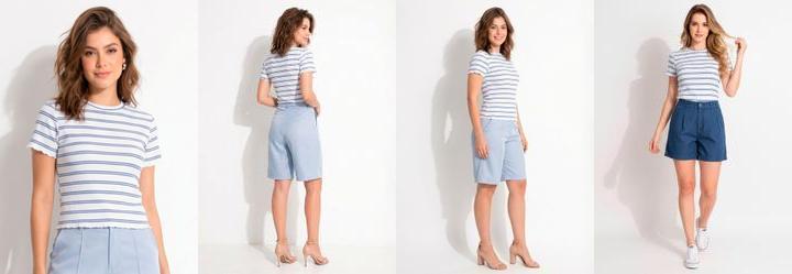 Blusa Listrada em Malha Canelada