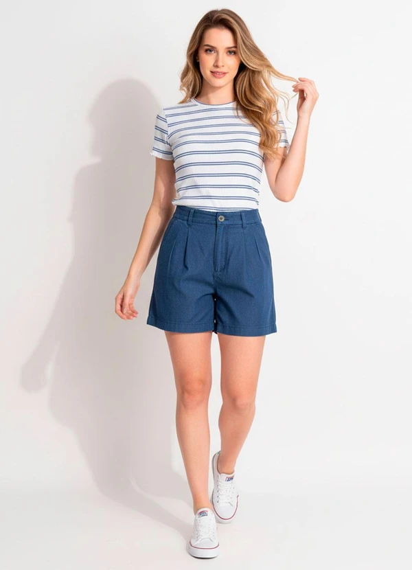 Quintess - Blusa Listrada em Malha Canelada