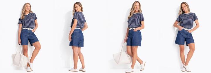 Blusa Listrada em Malha de Algod�o com Bordado de Cora��o