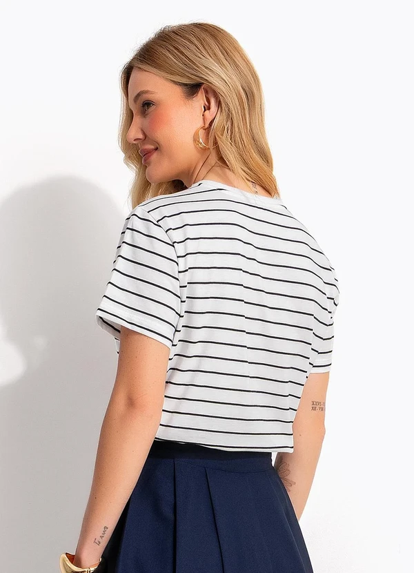 Quintess - Blusa Listrada em Malha de Algodão com Bordado de Coração 2