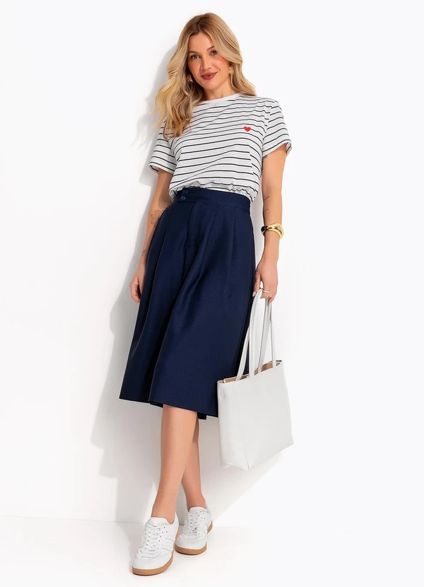 Quintess - Blusa Listrada em Malha de Algodão com Bordado de Coração 4