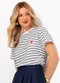 Quintess - Blusa Listrada em Malha de Algodão - variação: Listrada