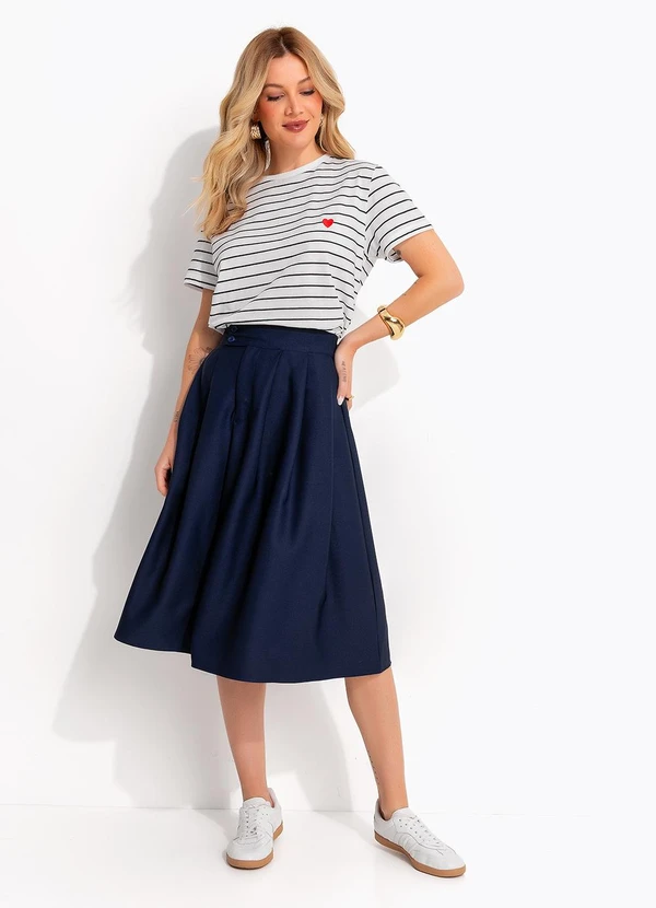 Quintess - Blusa Listrada em Malha de Algodão com Bordado de Coração 3