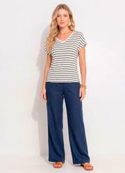 Blusa Listrada em Malha de Viscose