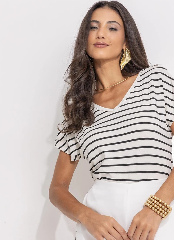 Quintess - Blusa Listrada em Malha de Viscose 9