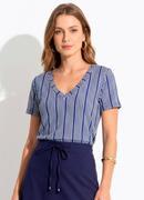 Blusa Listrada em Malha de Viscose