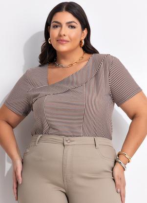Blusa (Listrada Marrom) em Malha Listrada.