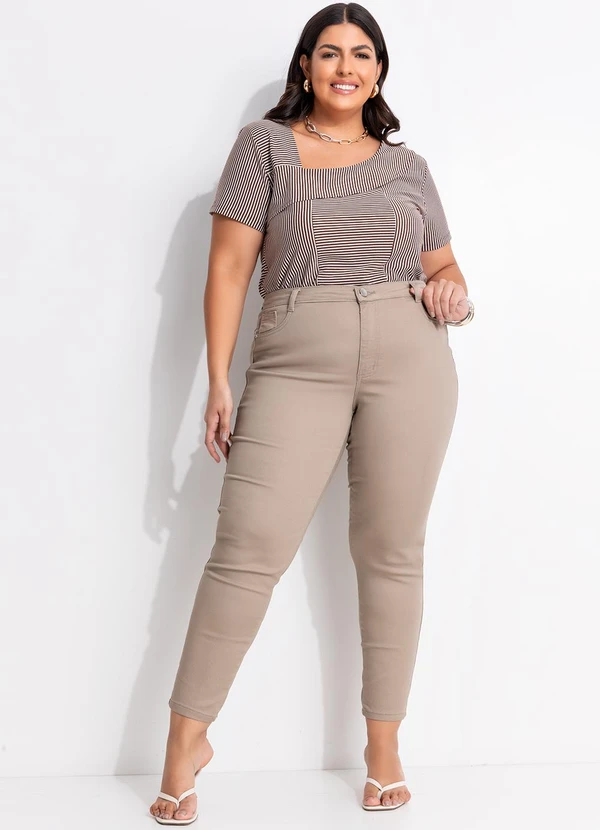 Marguerite - Blusa Listrada Marrom em Malha Listrada. 6