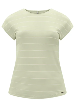 Lunender Mais Mulher - Blusa Listrada Plus Size de Mangas Curtas Verde - LUNENDER MAIS MULHER