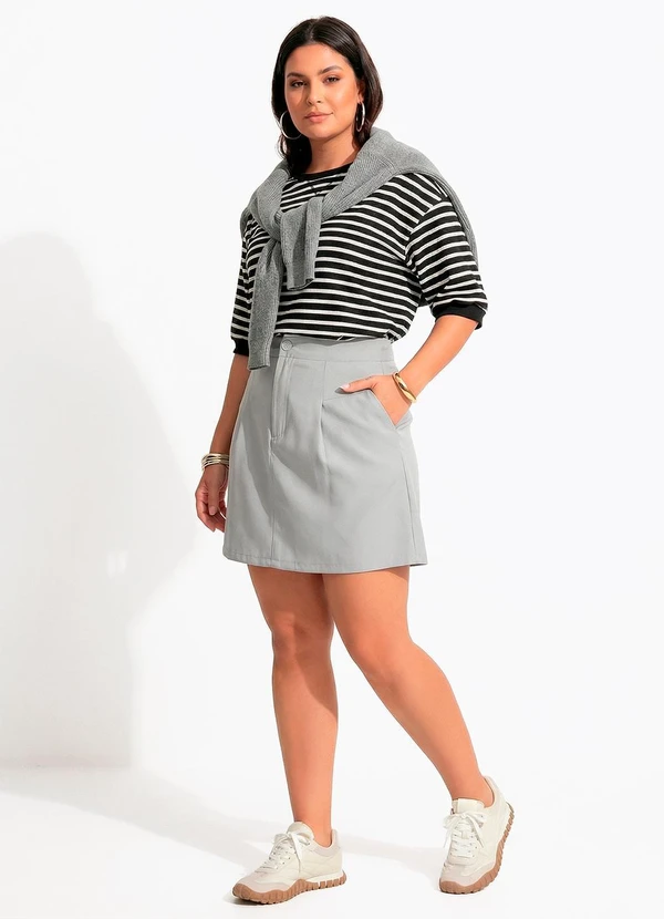 Quintess - Blusa Listrada Preta em Moletinho de Algodão 2