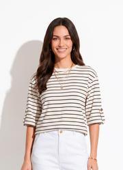 Blusa Listrada Preto em Moletinho