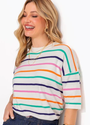 Quintess - Blusa Listrada Tricô - QUINTESS