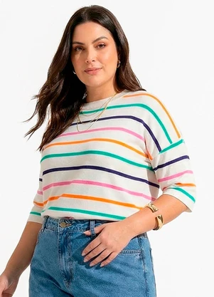 Quintess - Blusa Listrada Tricô - QUINTESS
