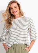 Blusa Listrada Verde em Moletinho