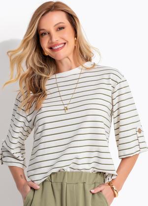Blusa (Listrada Verde) em Moletinho