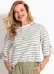 Quintess - Blusa Listrada Verde em Moletinho - variação: Listrada Verde