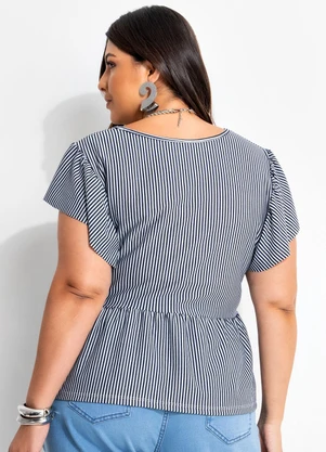 Marguerite - Blusa Listrado Azul em Malha - MARGUERITE