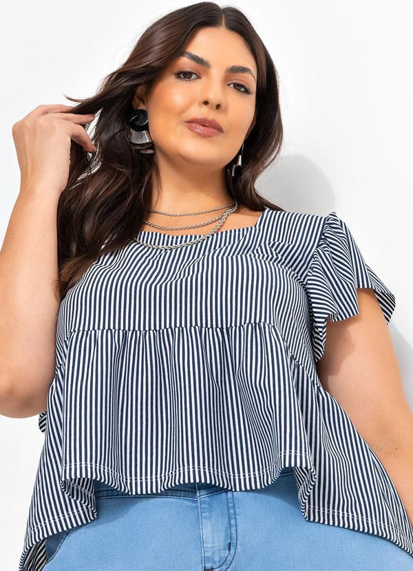 Marguerite - Blusa Listrado Azul em Malha 4