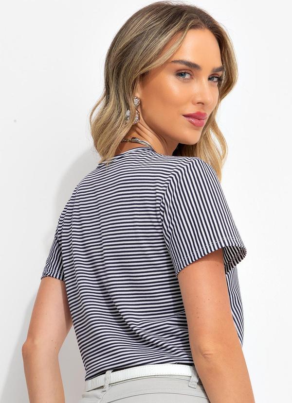 Bimini - Blusa Listrado Azul em Meia Malha Listrada 2