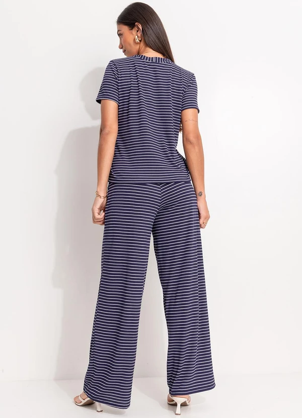 Quintess - Blusa Listrado Marinho e Branco em Canelado 5