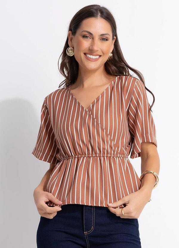 Blusa (Listrado Marrom) em Poli�ster