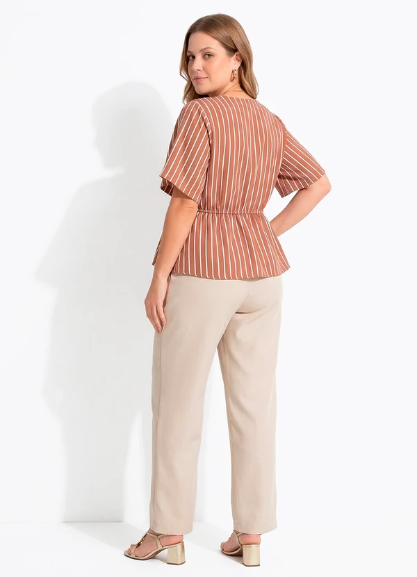 Quintess - Blusa Listrado Marrom em Poliéster 9