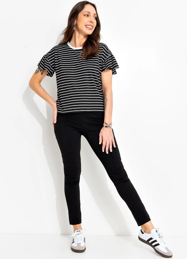 Bimini - Blusa Listrado Preto e Branco em Canelada 3