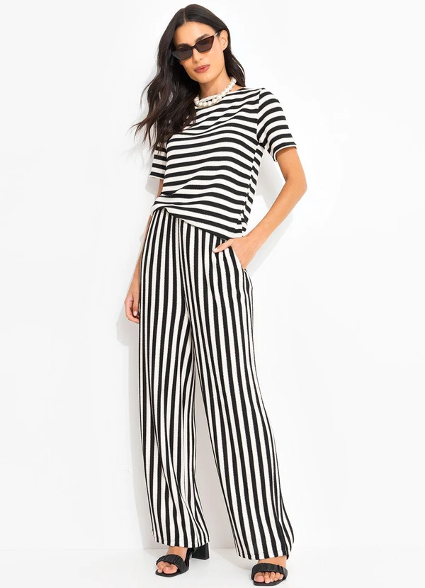 Quintess - Blusa Listrado Preto e Branco em Malha Tricô 4