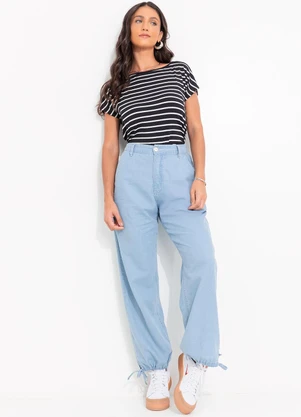 Quintess - Blusa Listrado Preto em Meia Malha Listrada - QUINTESS