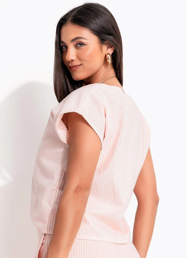 Quintess - Blusa Listrado Rosa em Tecido Plano Sustentável 2