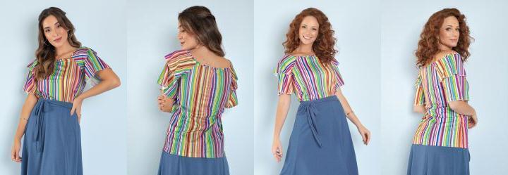 Blusa Listras Color com Babados