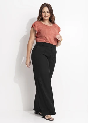 Quintess - Blusa Listras Laranja em Malha de Viscose - QUINTESS