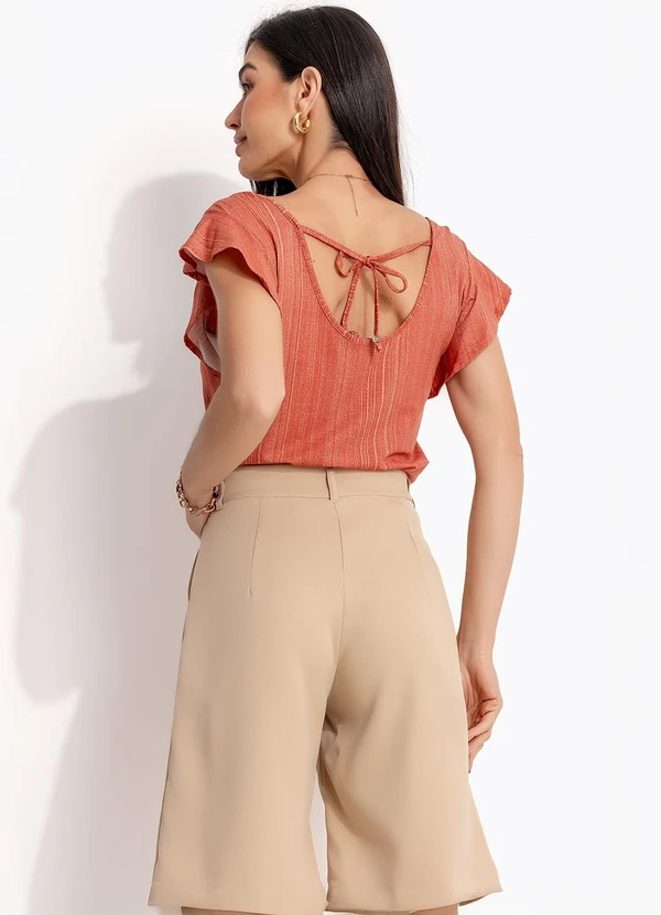 Quintess - Blusa Listras Laranja em Malha de Viscose 8