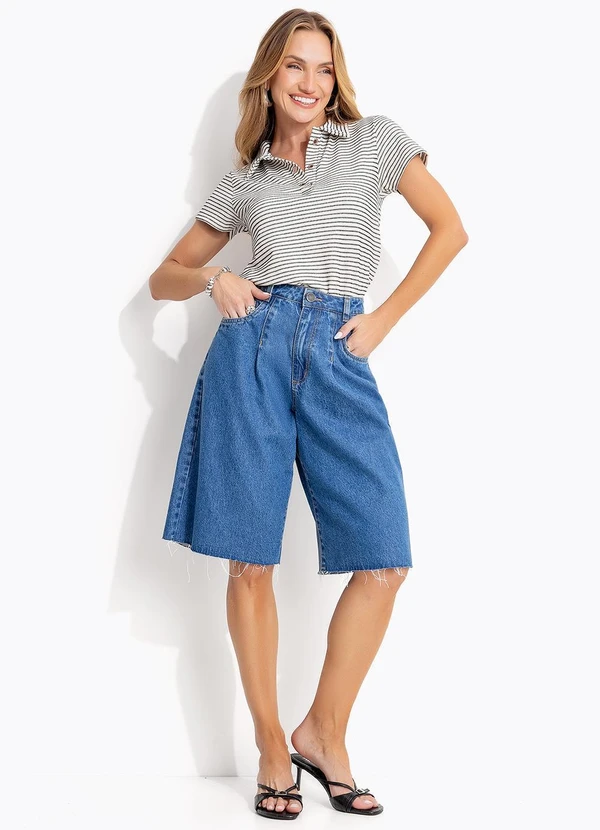 Quintess - Blusa Listras Natural em Malha - Tricô Listrado 4