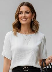 Blusa Lurex Off White em Viscose com Poli�ster