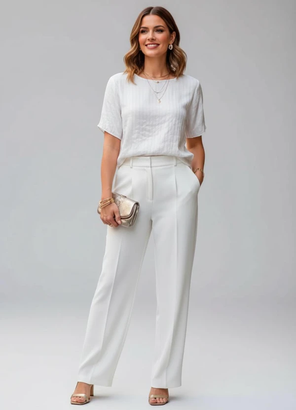 Quintess - Blusa Lurex Off White em Viscose com Poliéster 7