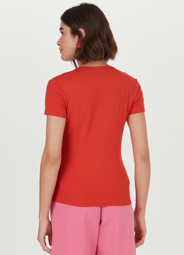 Malwee - Blusa Malha Canelada de Viscose Gola V Vermelho 2