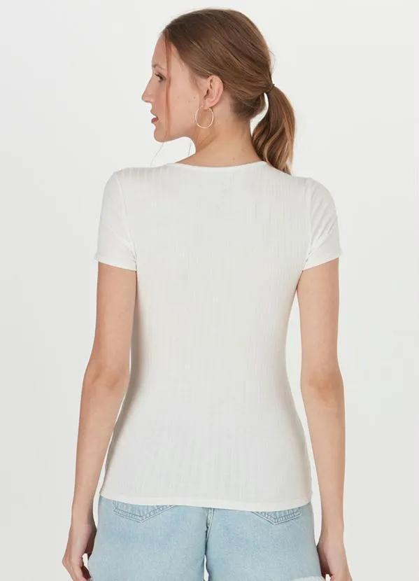 Malwee - Blusa Malha Canelada Viscose Off White 5