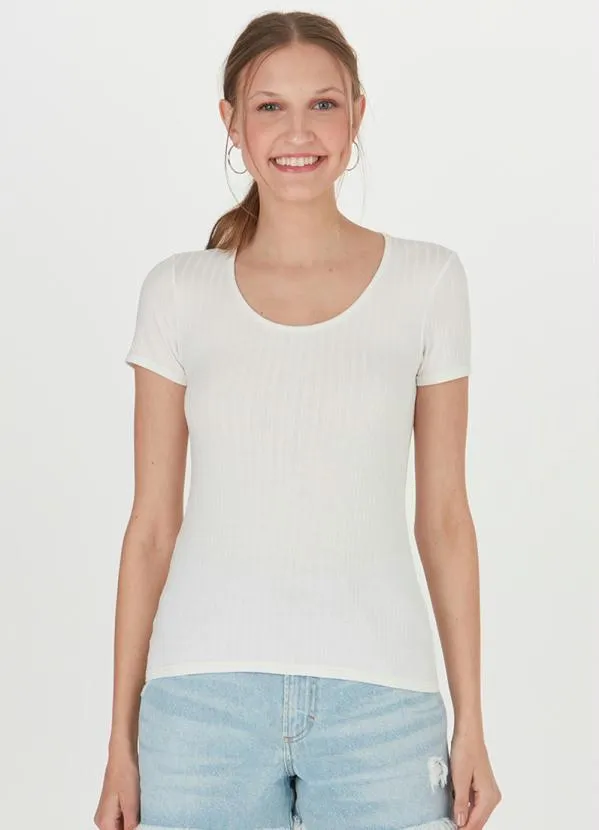 Malwee - Blusa Malha Canelada Viscose Off White 3