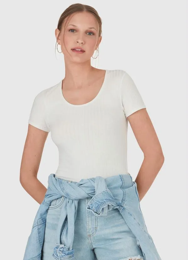 Malwee - Blusa Malha Canelada Viscose Off White 1