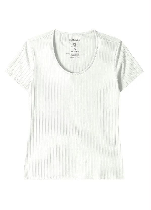 Malwee - Blusa Malha Canelada Viscose Off White 7