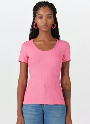 Malwee - Blusa Malha Canelada Viscose Rosa - MALWEE