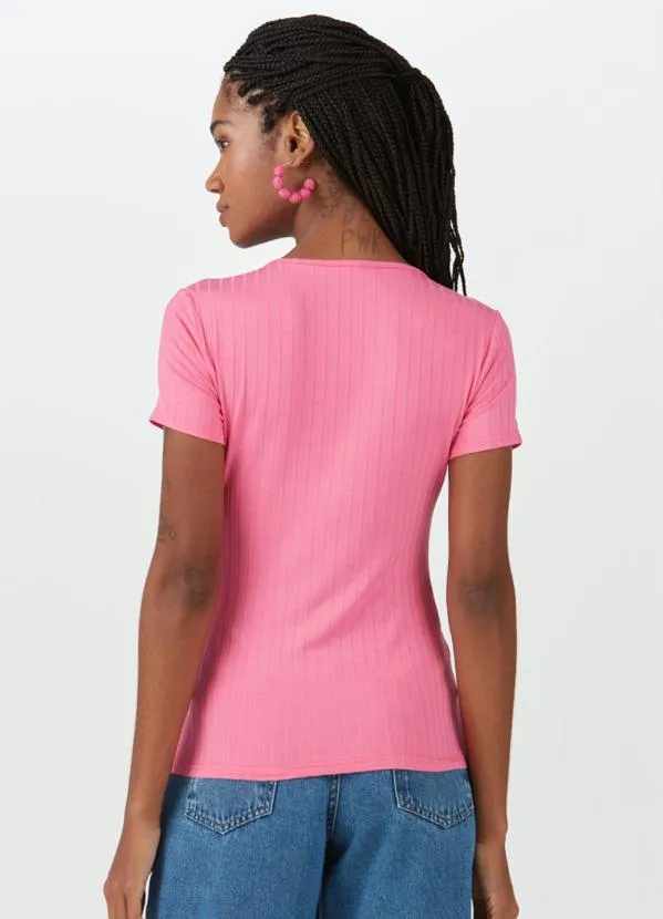 Malwee - Blusa Malha Canelada Viscose Rosa 2