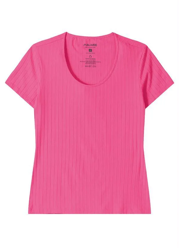 Malwee - Blusa Malha Canelada Viscose Rosa 6