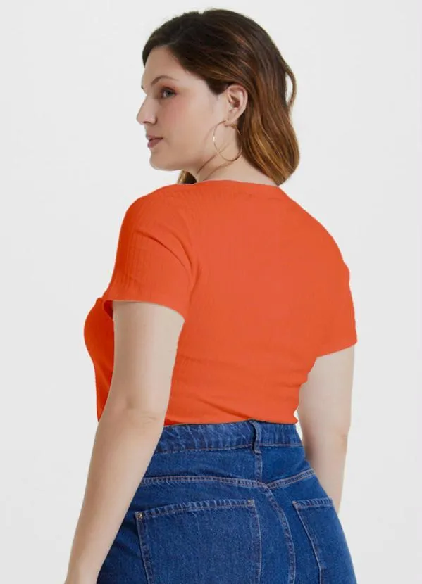 Lunender Mais Mulher - Blusa Malha Canelado Tracy Laranja 2