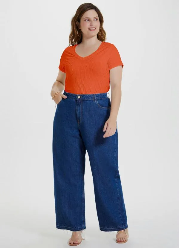 Lunender Mais Mulher - Blusa Malha Canelado Tracy Laranja 3