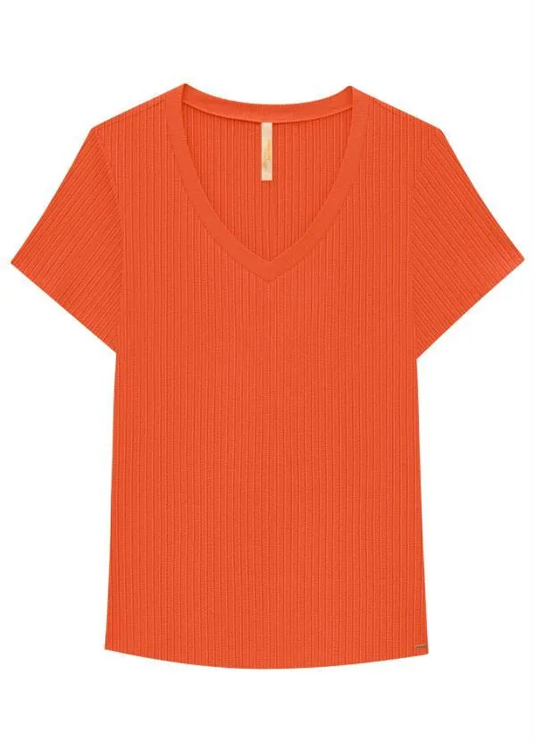 Lunender Mais Mulher - Blusa Malha Canelado Tracy Laranja 5