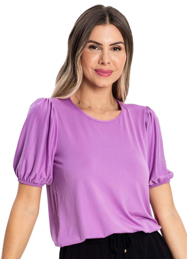 Rovitex - Blusa Malha Delicate Manga Princesa Roxo